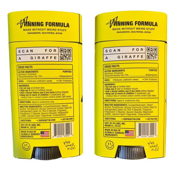 W Winning Original Antiperspirant Stick Deodorant Jake Paul Brand 2 Pack - Picture 2 of 2